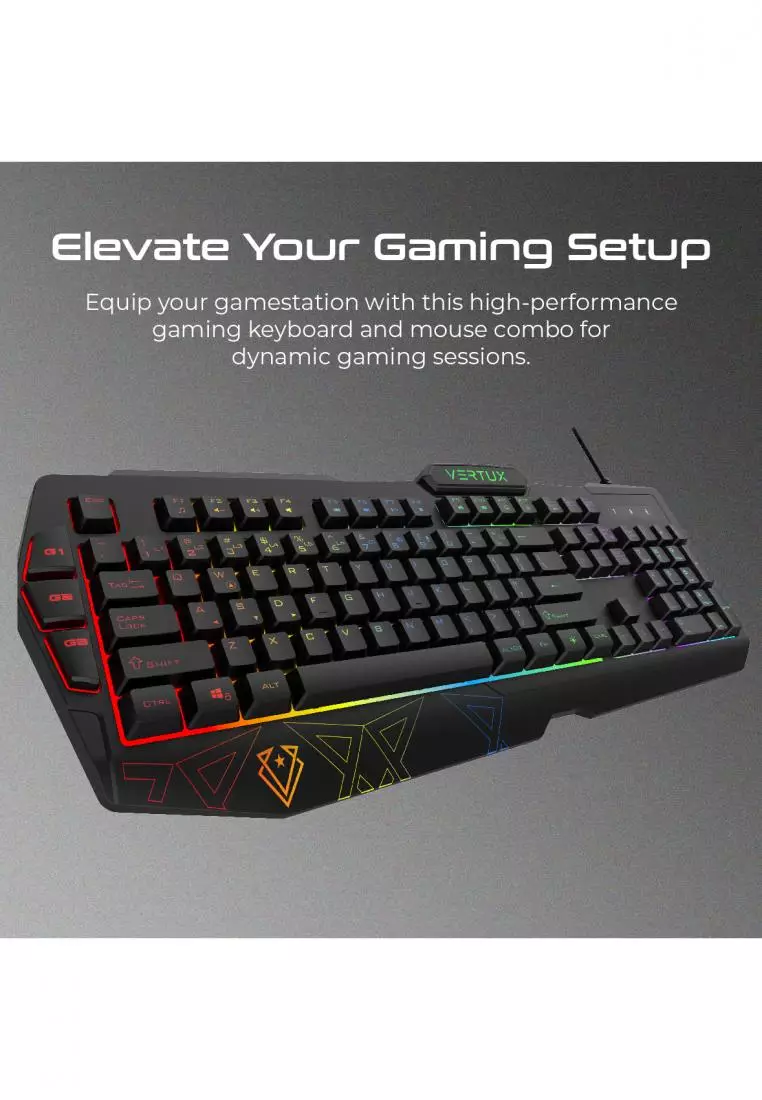 Buy Vertux Vendetta Ergonomic Gaming Keyboard and Mouse Combo with