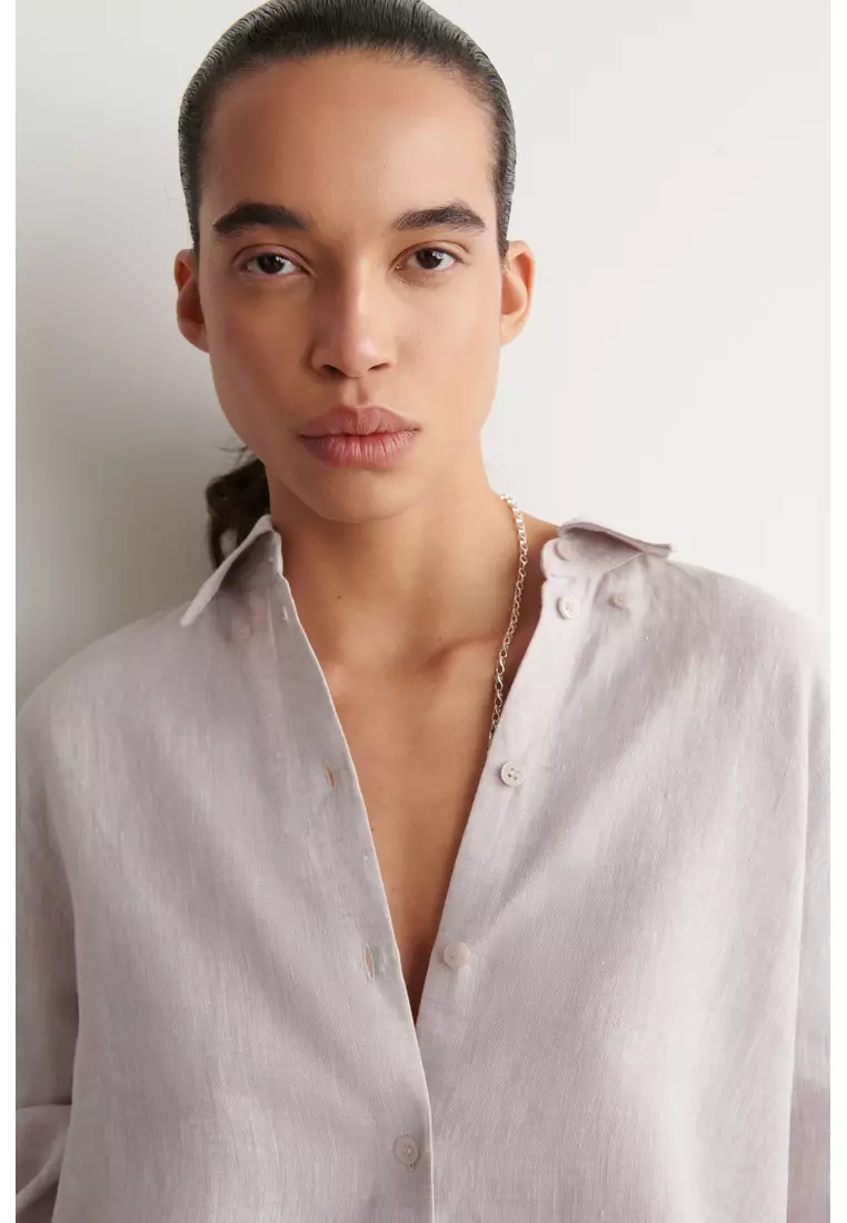 CURVED-HEM LINEN SHIRT