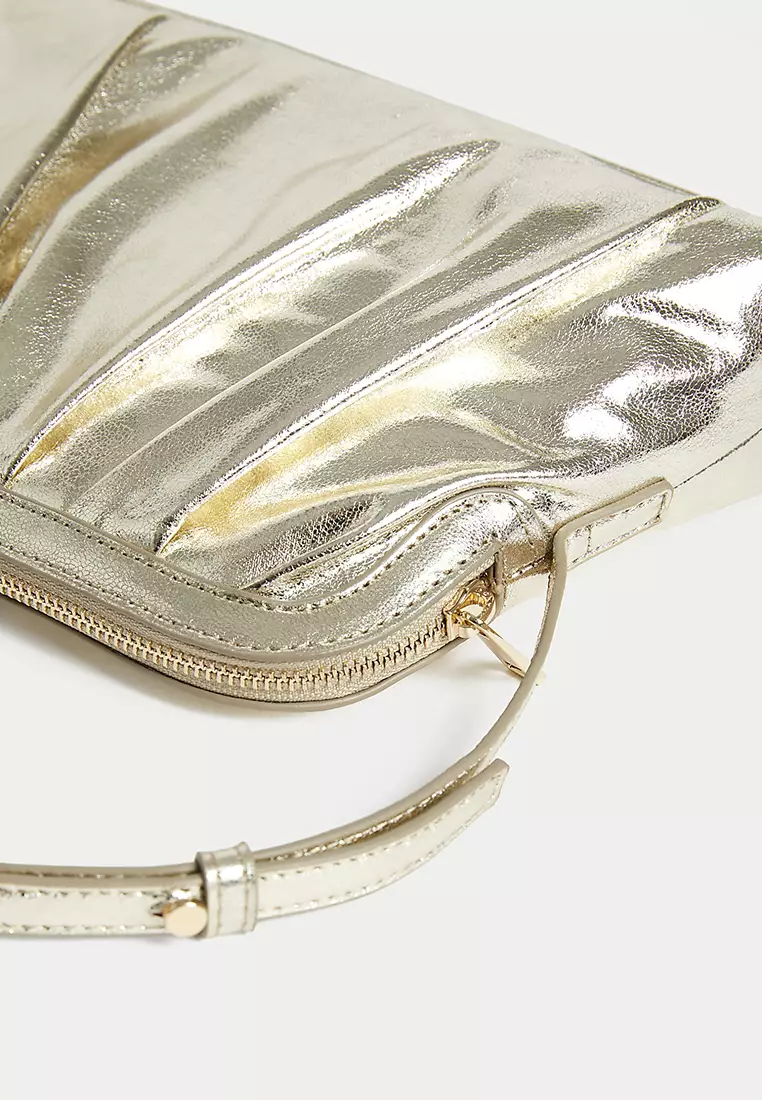 Faux Leather Ruched Cross Body Bag