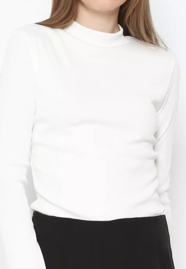 OFF WHITE RIB HIGH NECK T-SHIRT