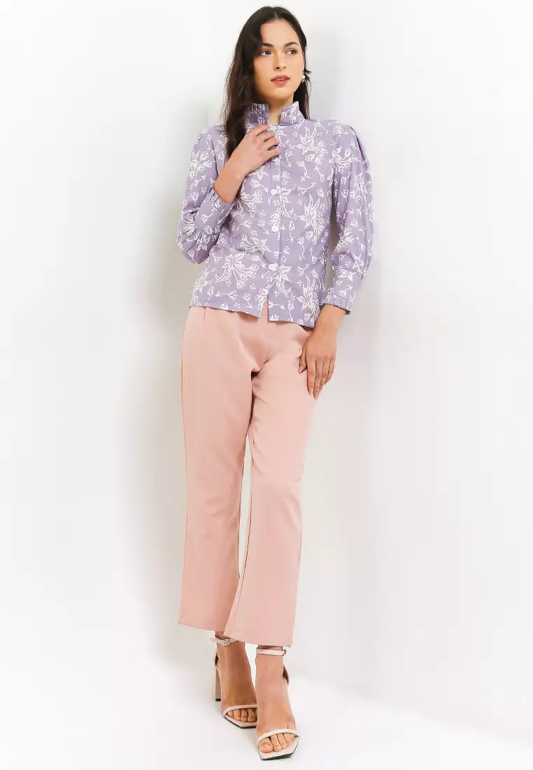Bunga Putih Ungu Blouse Batik