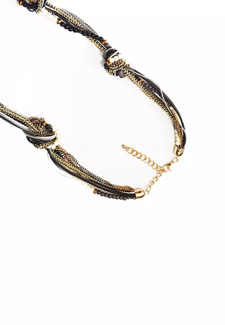 Knotted Chains Necklace Black
