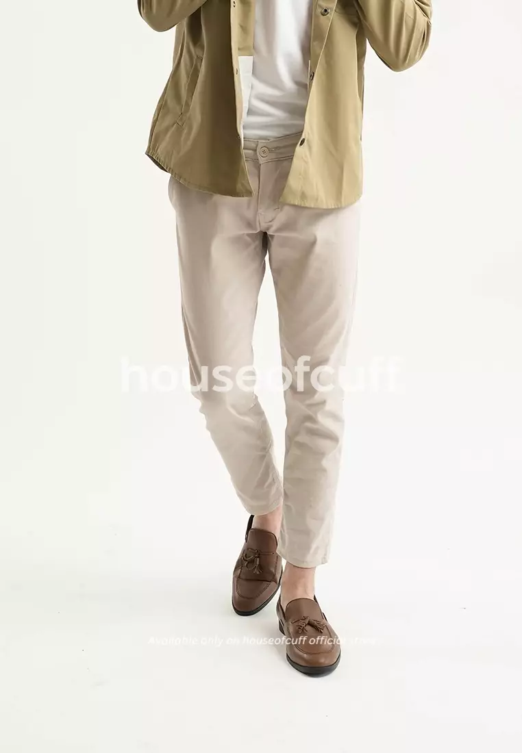 Celana Chino Panjang Pria Slim fit Stretch Jeans krim