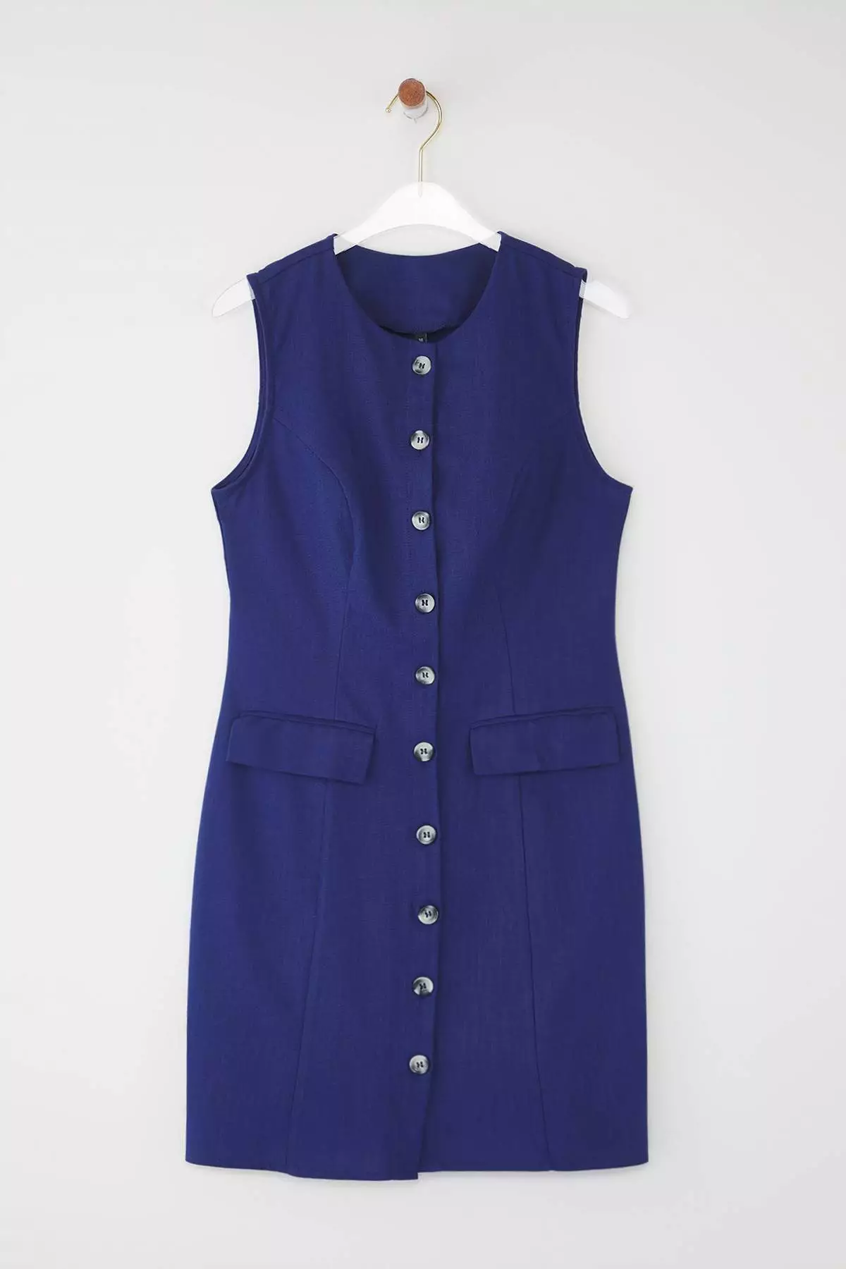 Buy Trendyol Navy Blue Linen Blend Mini Woven Shirt Dress with