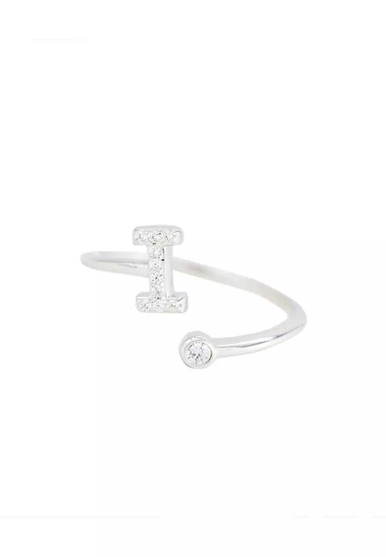 Buy Foundry Sterling Silver Pave Initial Ring - I 2026 Online | ZALORA ...