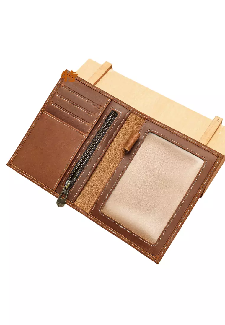 疯马皮男士钱包手工护照夹真皮多功能卡包护照包