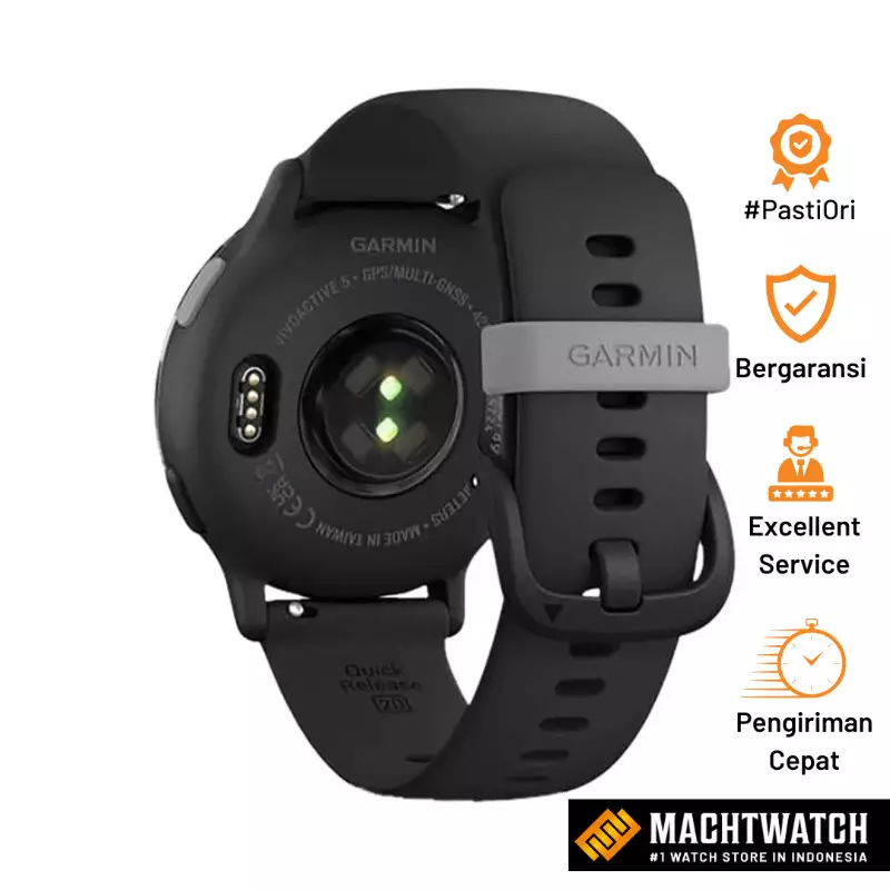 Jam Tangan Unisex Garmin Vivoactive 5 010-02862-5A Smartwatch Slate Alumunium Bezel Black Silicone Band
