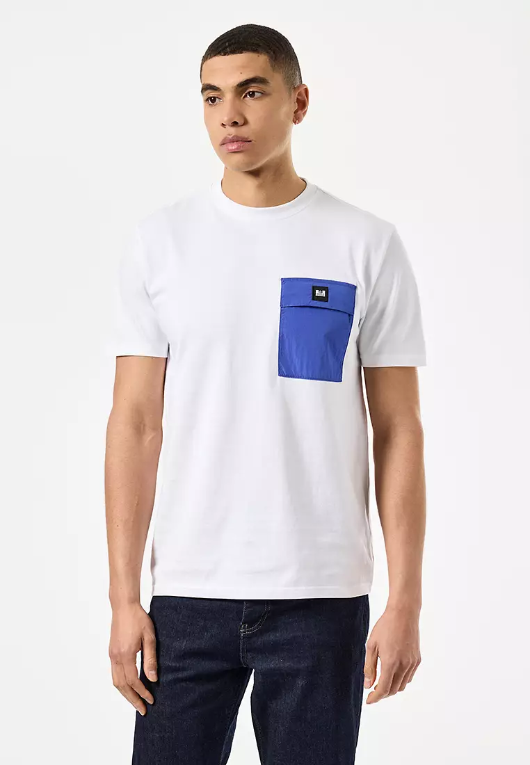 MENS WHITE/BLUEBELL STINIVA CONTRAST PARACHUTE POCKET TEE