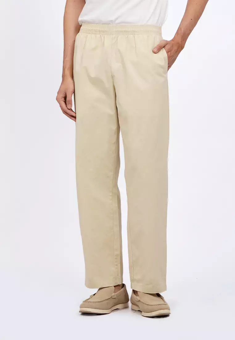 Regular Fit Pants with Elastic Waist