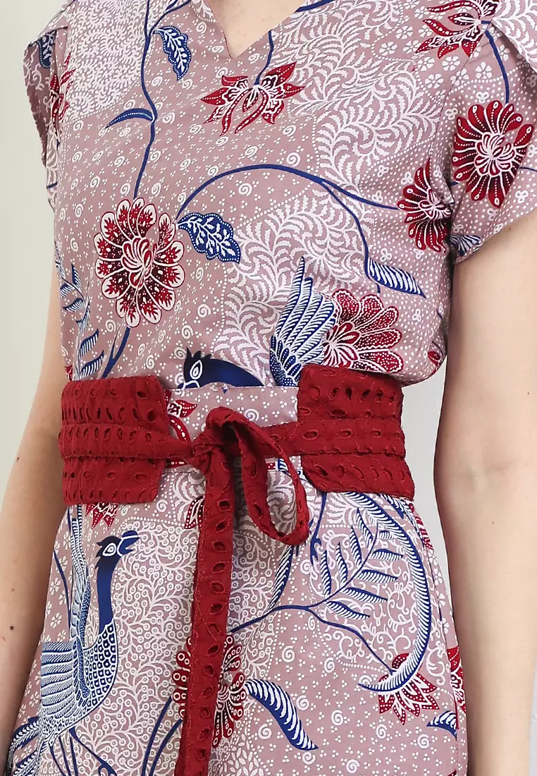 Dress Batik Wanita Furing Kombinasi Obi Asana Pink