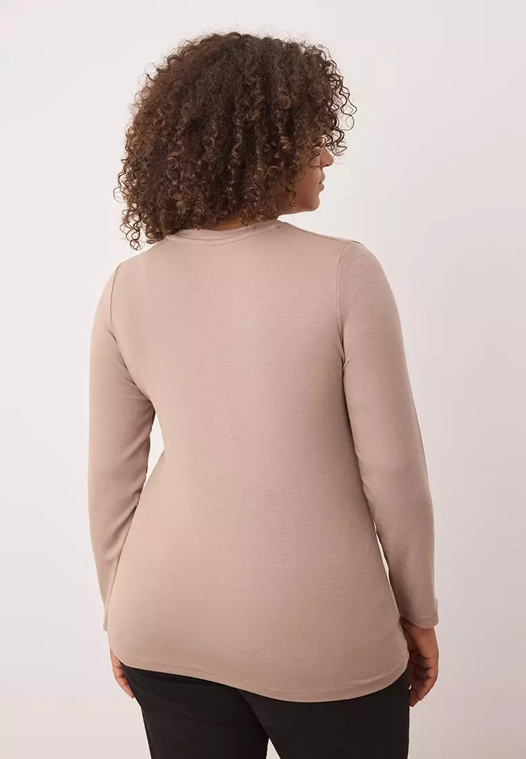Mink Premium Soft Fabric V-Neck Fitted/Fits Body Flexible Knit Plus Size Blouse