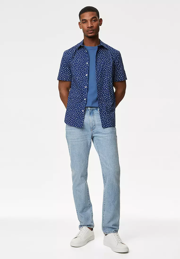 Easy Iron Pure Cotton Geometric Print Shirt