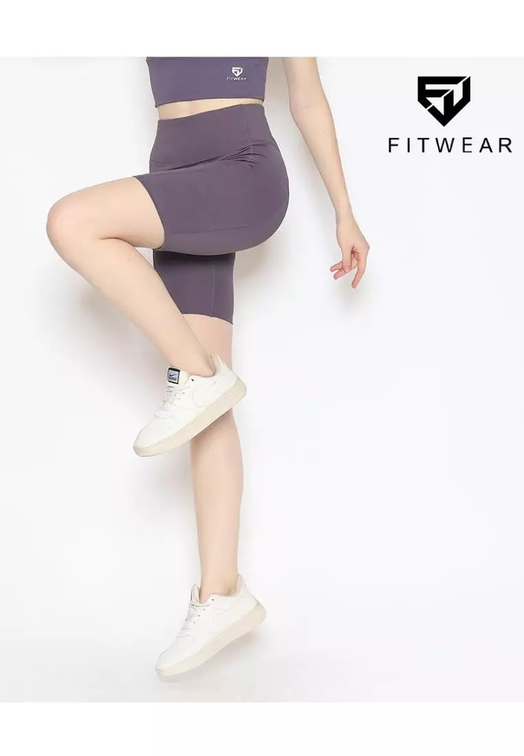 Fitwear - Celana / Legging Pendek Olahraga Wanita KARINA BASIC POCKET MEDIUM WAIST - AMETHYST
