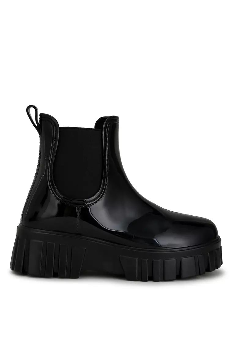Chunky Chelsea Rain Boots In Black