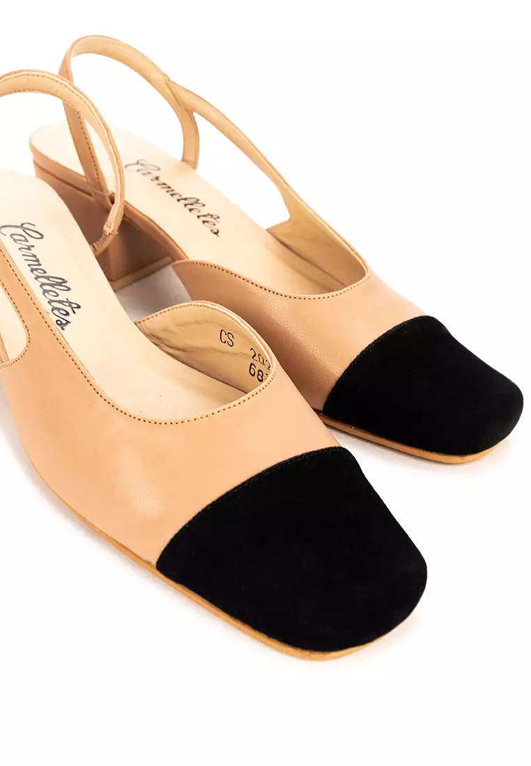 Square Toe Slingback Heels