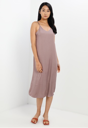 GLOBAL WORK Satin Gather Camisole One Piece Dress | ZALORA Philippines