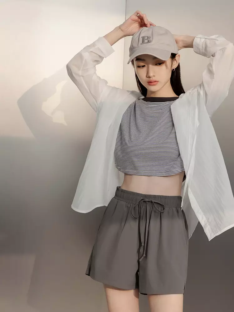 UV-Resistant Cool Quick-Dry High-Waisted Drawstring Shorts [BA7477]