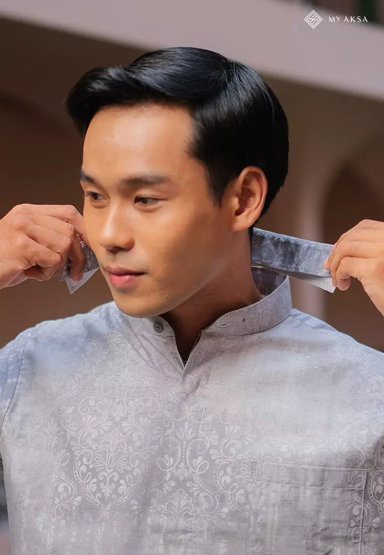 My Aksa Kemeja Batik Pria Lengan Pendek Al Barra Grey