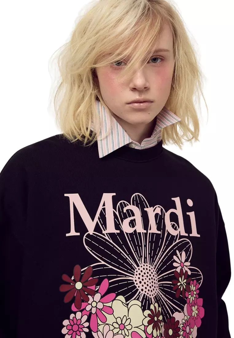 Sweatshirt Flowermardi Jardin - Black Palepink