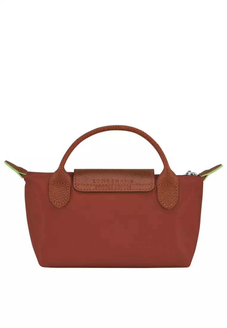 Longchamp Le Pliage Green Pouch with Handle Chestnut