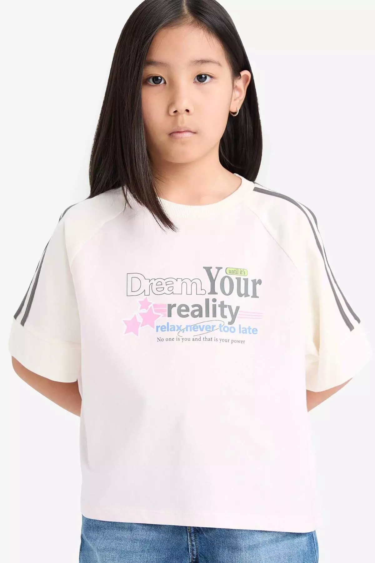 Girl's Relax Fit Crew Neck Printed Short Sleeve T-Shirt E1828A825Sm