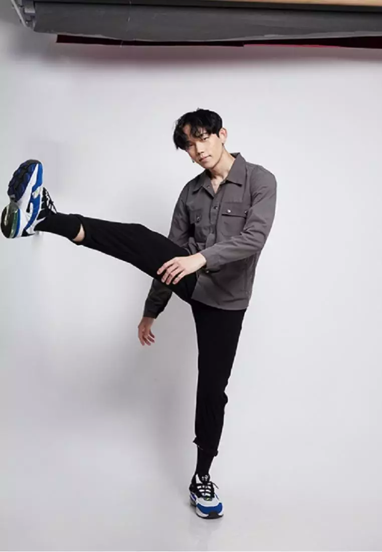 Jaket parka outer jaket pria semi parka warna Abuabu