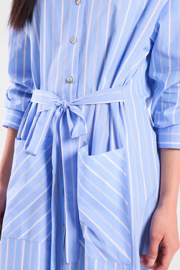Minimal - Melisande - Dress Motif Garis - Blue Dark Warna Blue_Dark