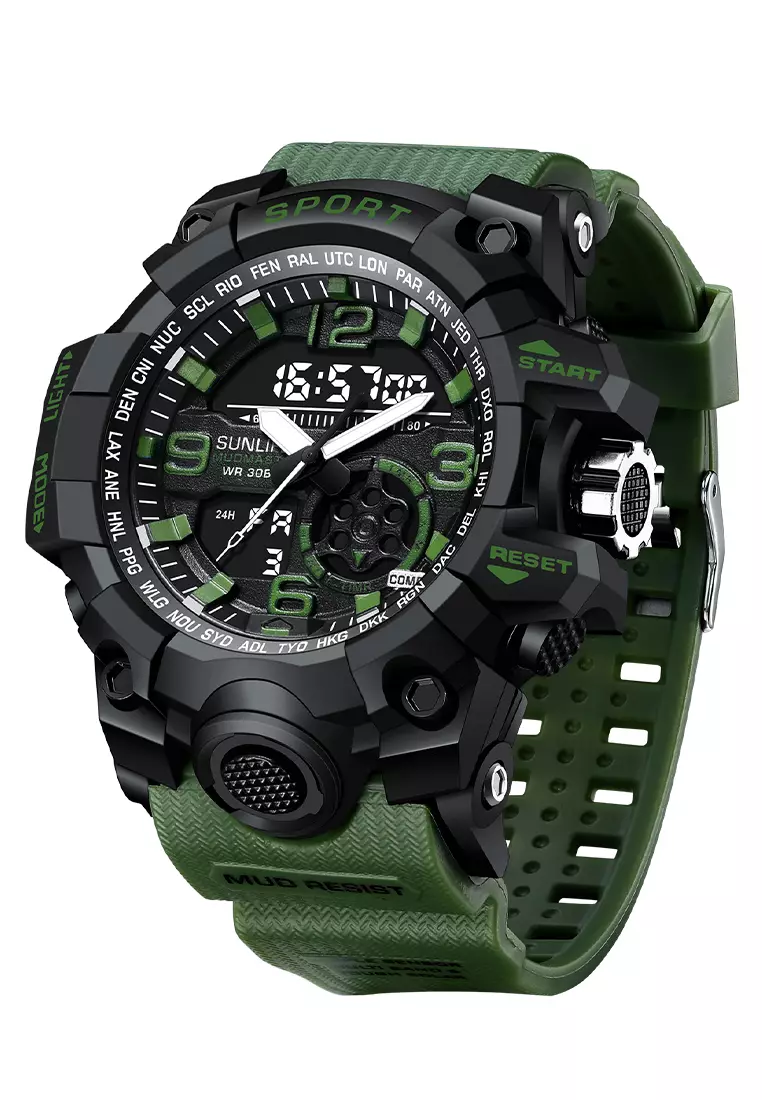 Jam Tangan Pria D002 Original Olahraga Jam Digital Multifungsi Tali Silikon Jam Tangan Cowok green