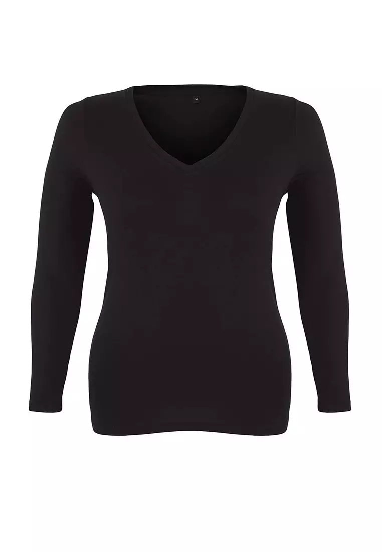Plus Size V-Neck Fitted Top