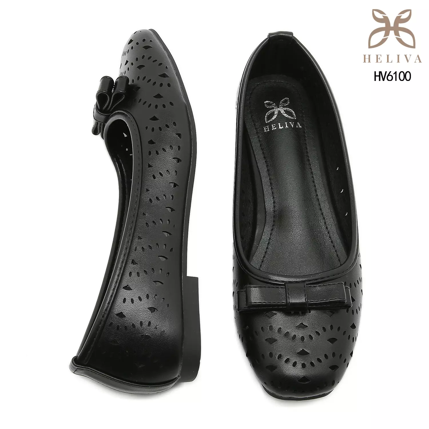 Heliva Lovina Laser-Cut Ballerina Flats with Sweet Bow Accent HV6100