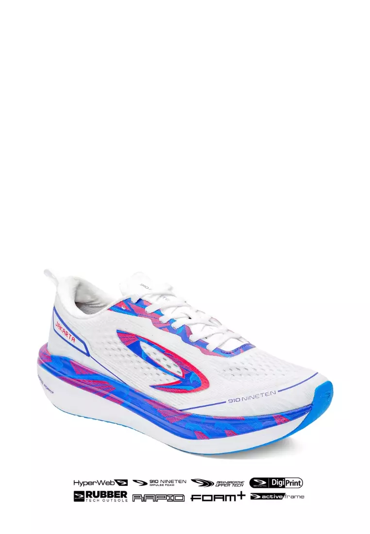 910 Nineten Aurorun Stride SE JAKARTA Sepatu Lari - PUTIH/BIRU TUA/MERAH