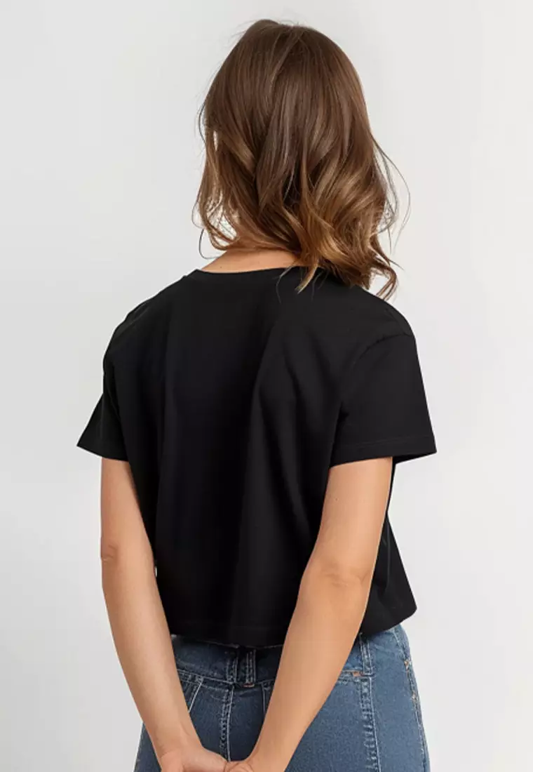 LTG93 Crop Top T shirt RCP "thdy sign stamp" hitam