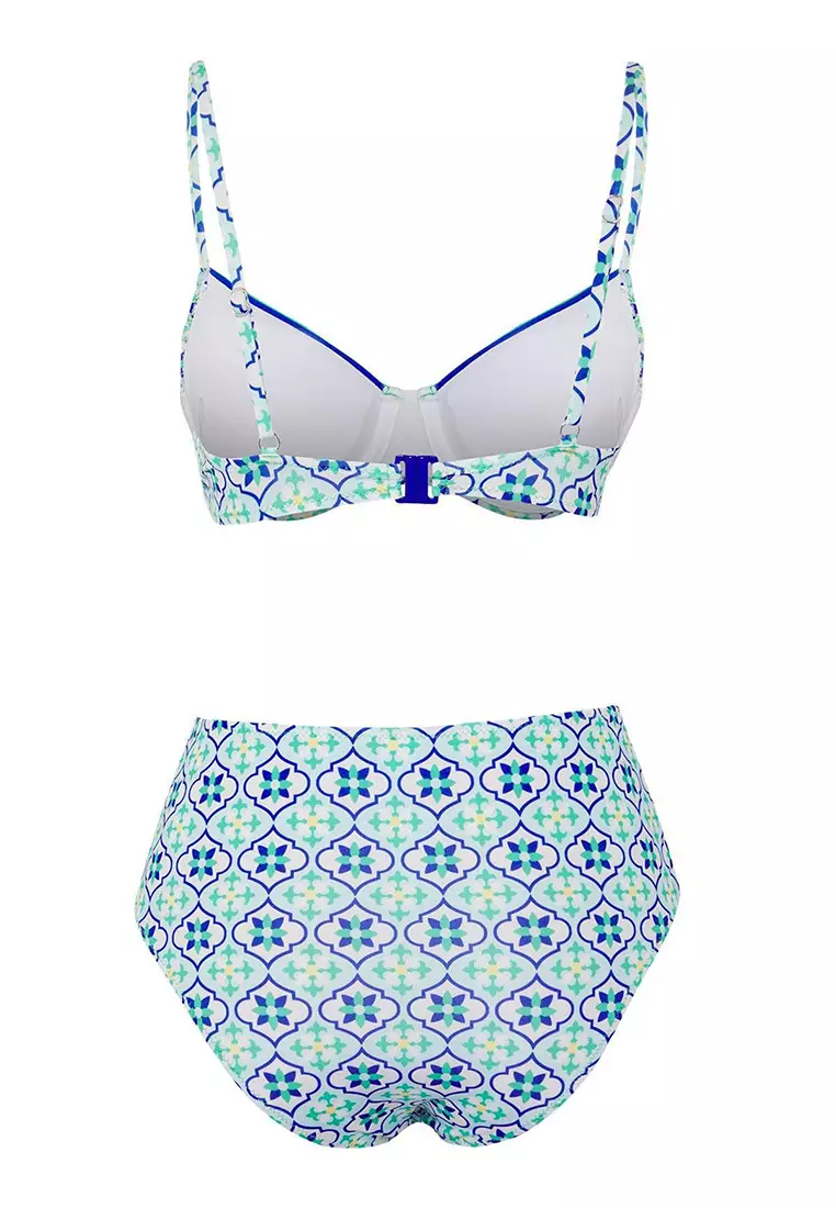 Shawl Pattern Balconette High Waist Regular Bikini Set Tbess25Bt00142
