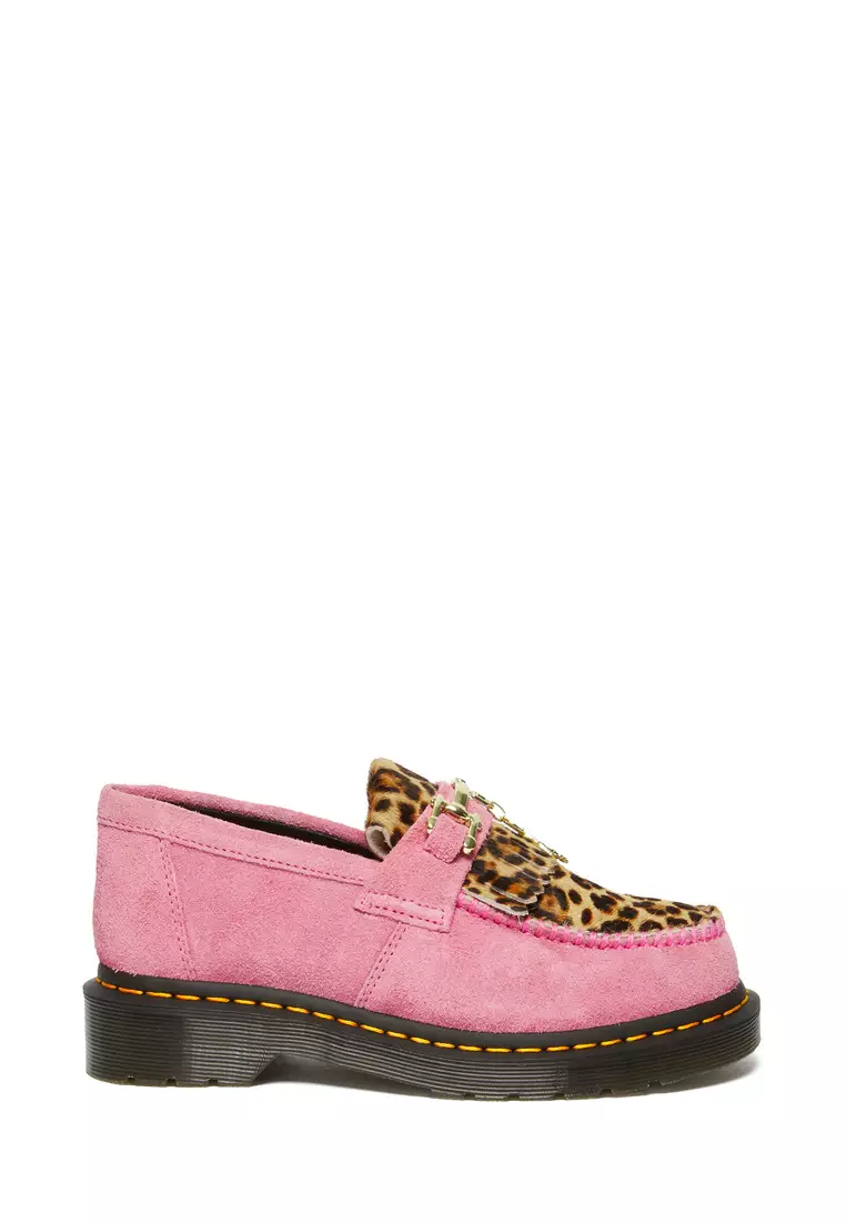Discount on Dr. Martens  shoes - SKU: Adrian Bone Snaffle Desert Oasis Suede Women Loafers - Pink/Leopard Print