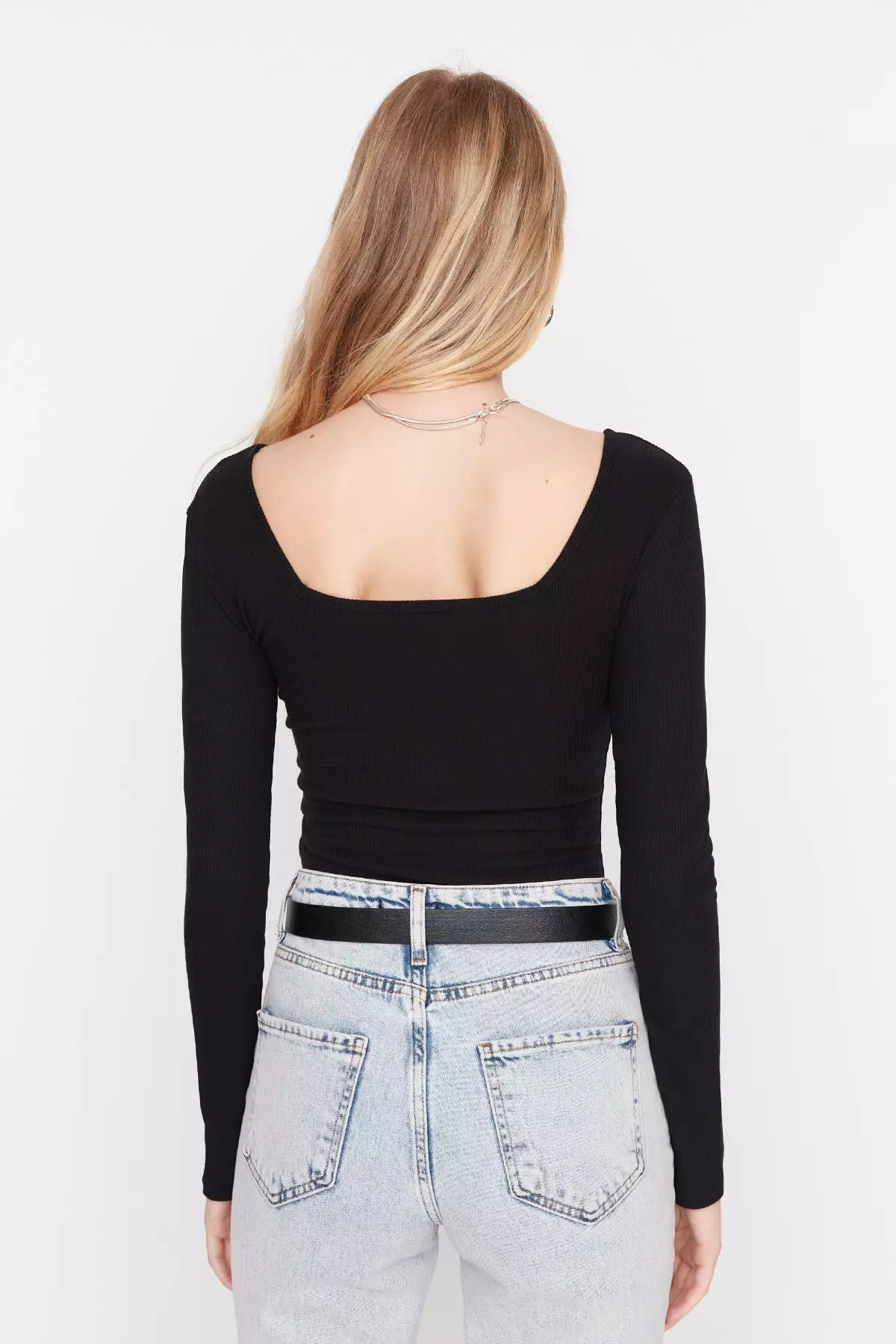 Square Collar Knitted Bodysuit