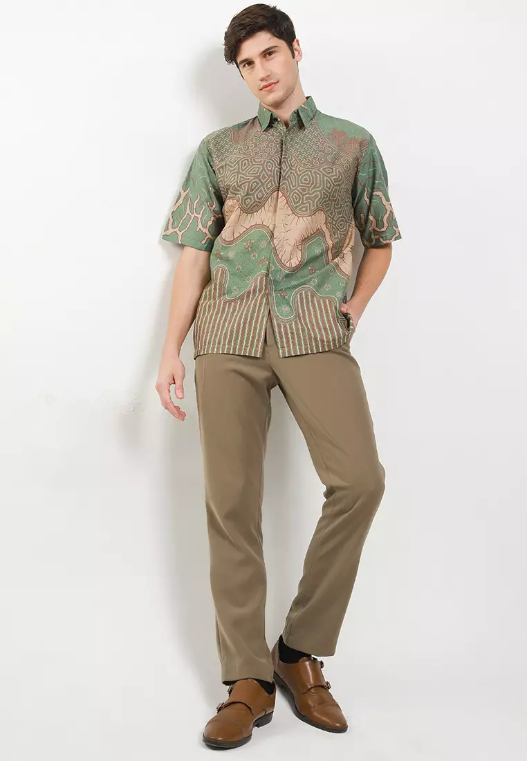 Achilles Kemeja Batik Premium Pria Casual Modern Lengan Pendek