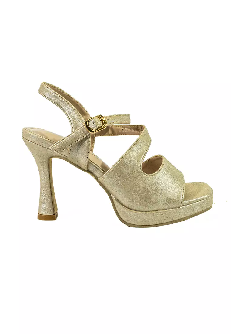 Women's Heeled Sandals LX 27730 Beige C61