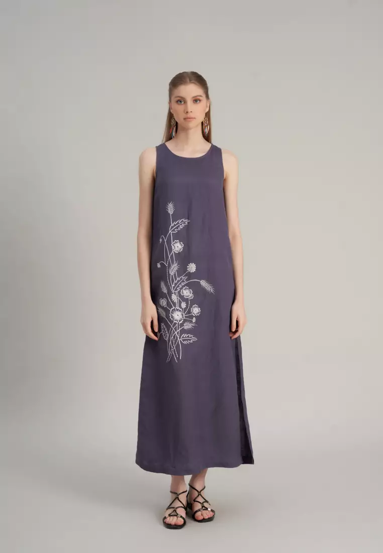 Purple cheap linen dress