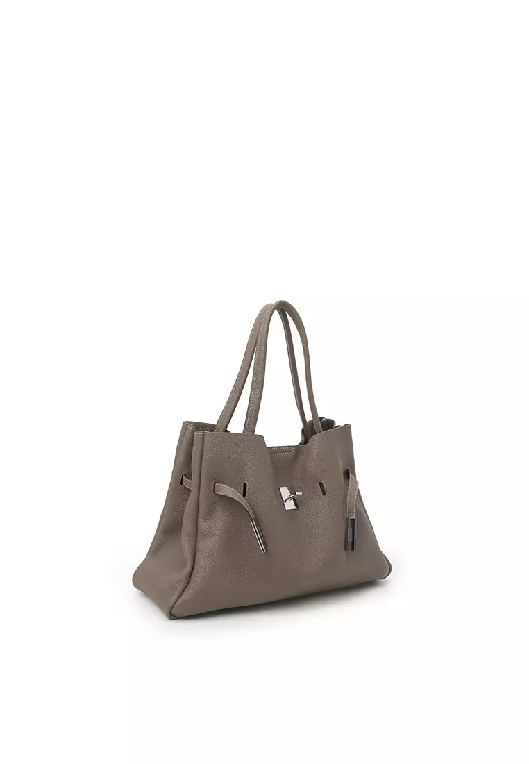 SAOIRSE Soft Structural Belt Tote Bag - Elephant Grey
