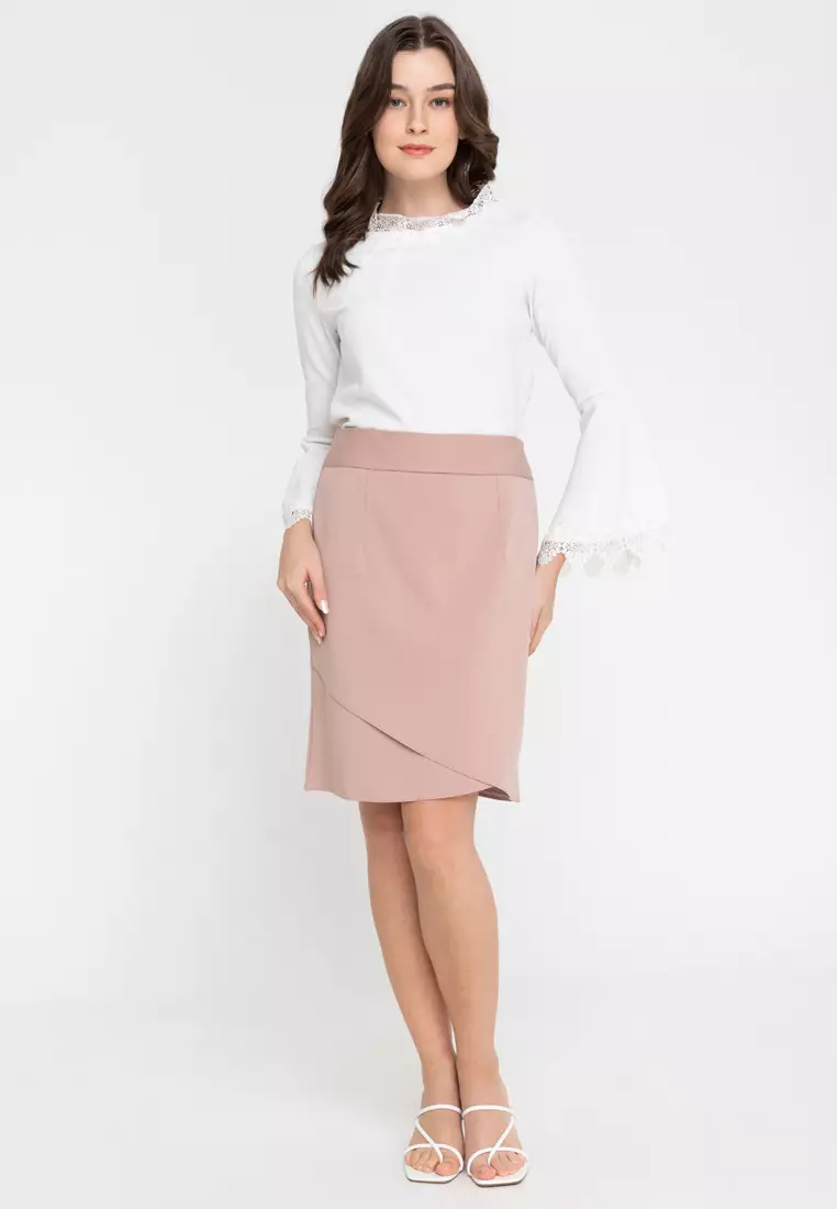 Tonya Pencil Skirt With Overlap