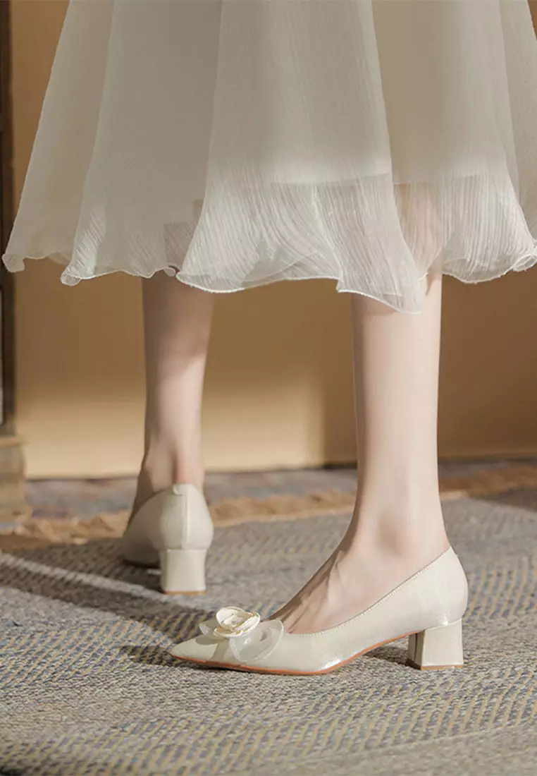 5CM Floral Satin Mid Heels IF513-5