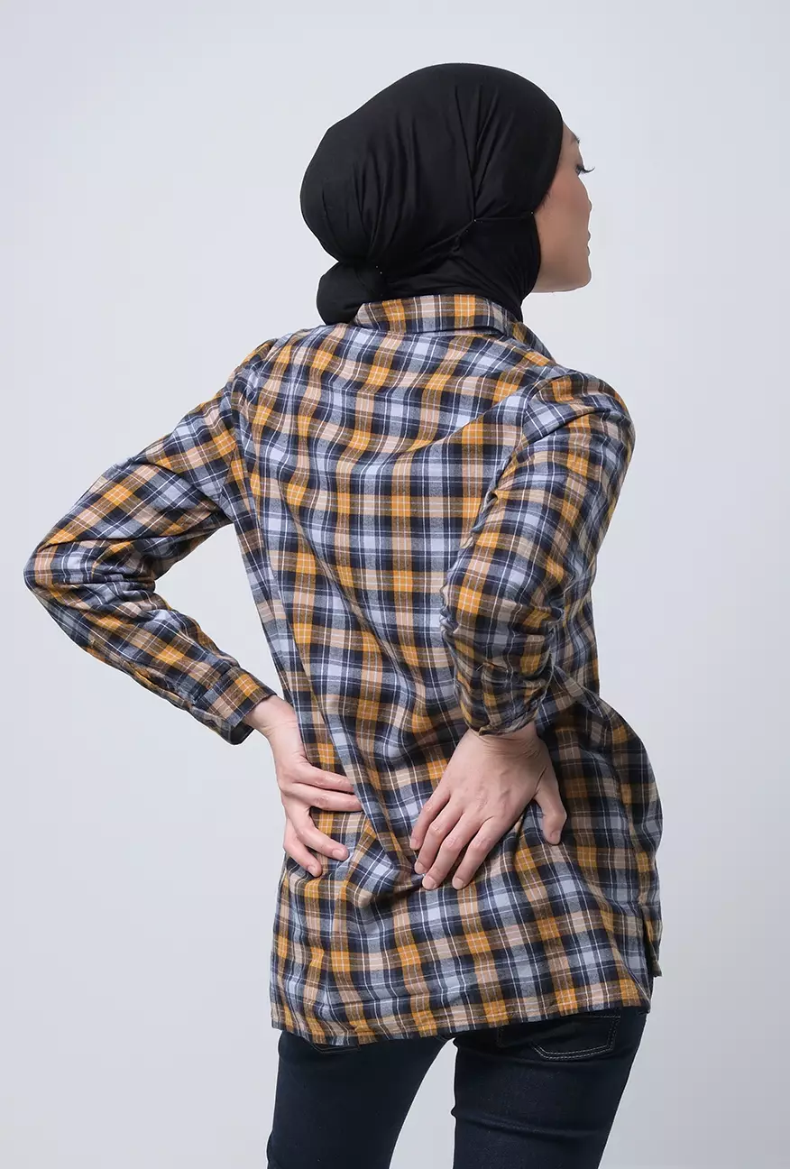 Kemeja Wanita Zoe Navy Yellow