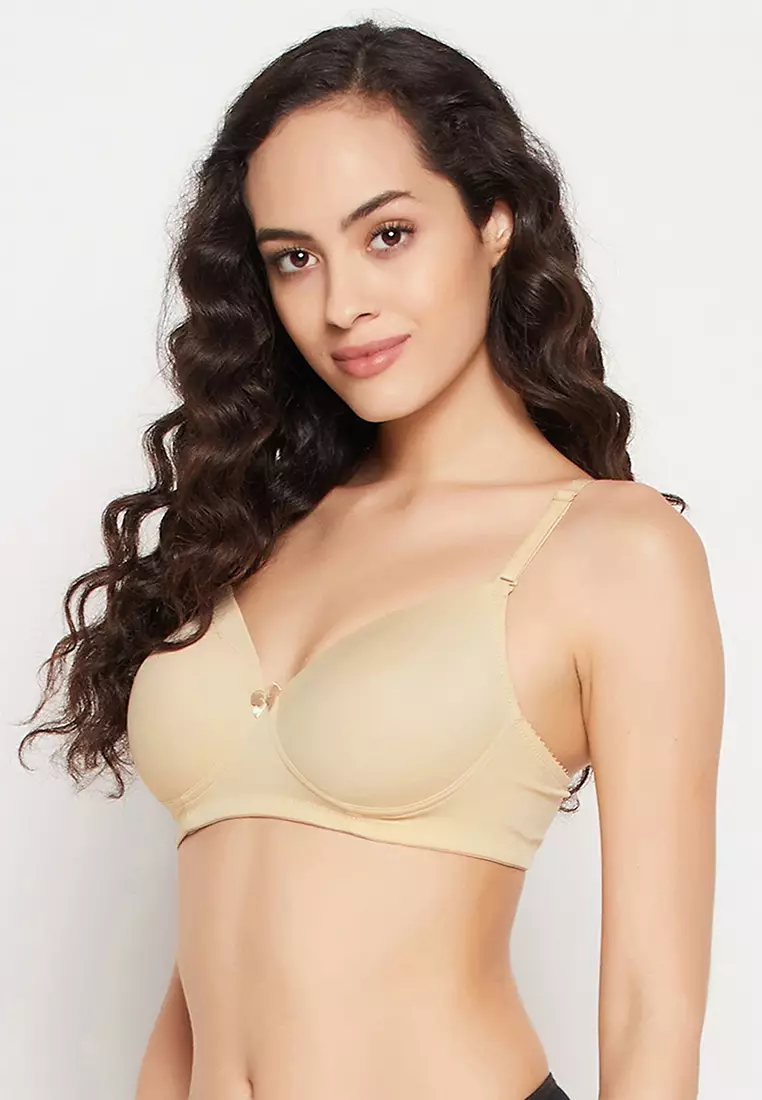 Clovia Padded Non-Wired Full Coverage Multiway T-shirt Bra in Beige