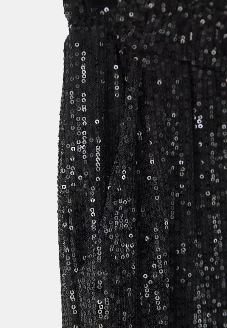 Black Sequined Chic/Night Party Trousers