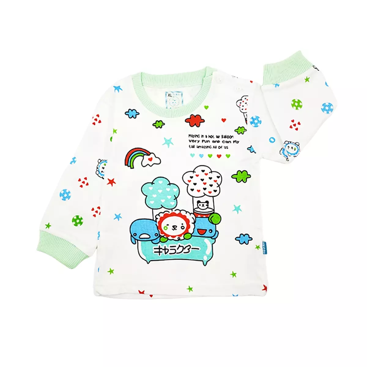 Wakakids Piyama Bayi Anak Laki Laki Baju Tidur Motif Rainbow 3203 Hijau