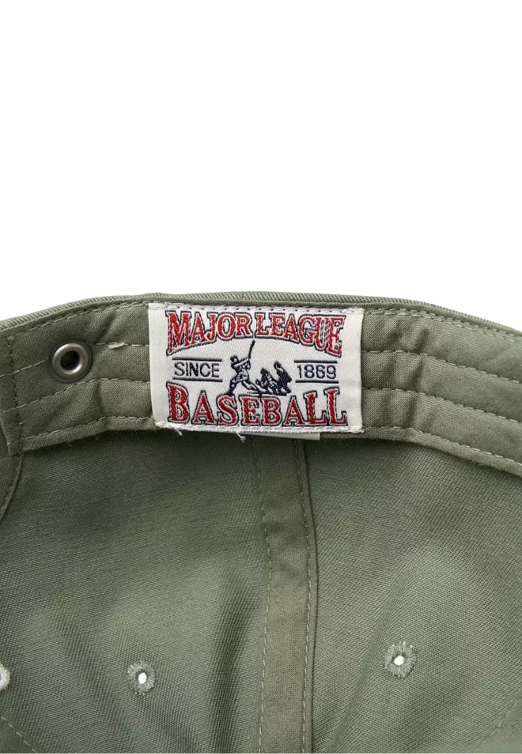 ★MLB Korea★ Varsity Vintage Culsive Damage Unstructured Ba Mũ MLB Varsity Vintage Cursive Damage Unstructured Ball Cap