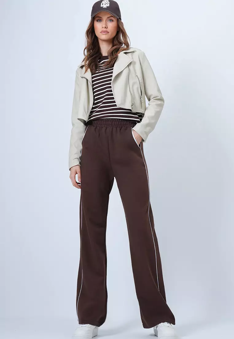 Piping Wide Legs Sweatpants