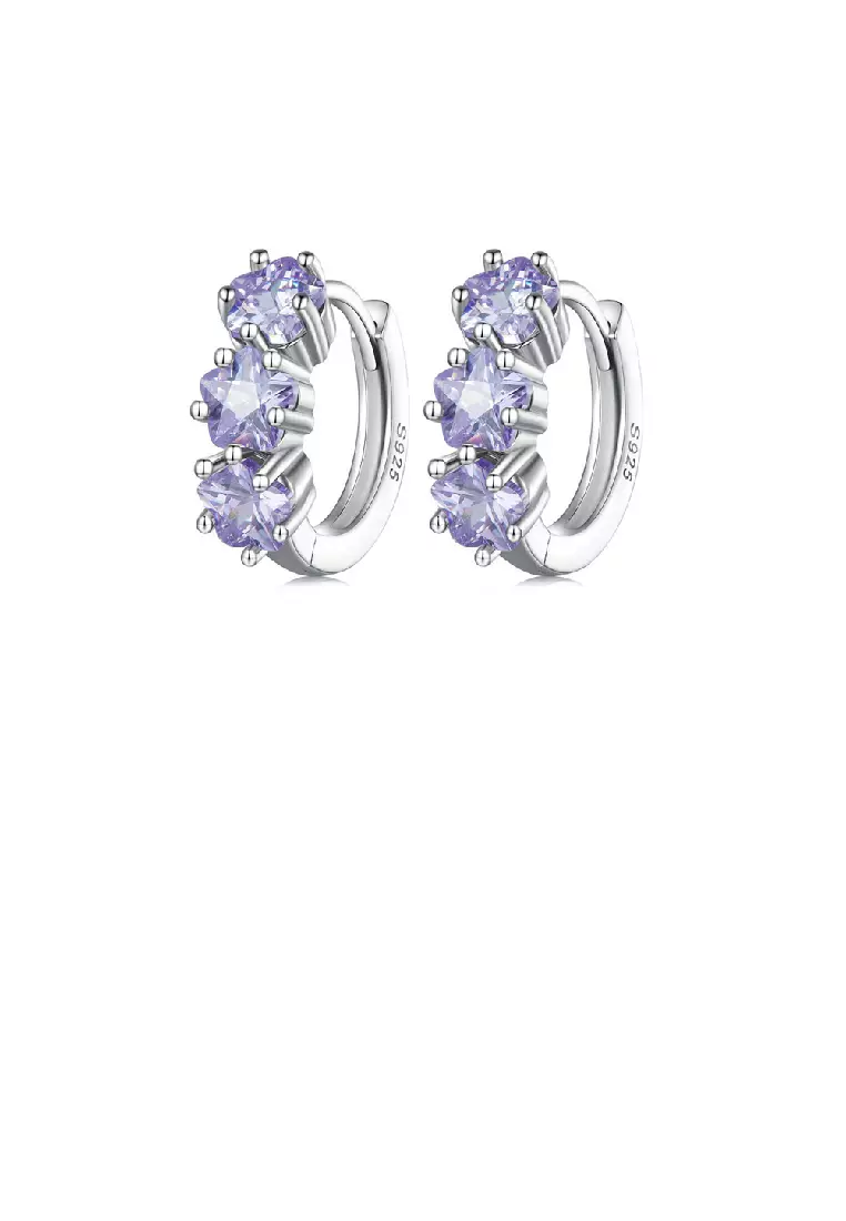 Purple and silver top earrings