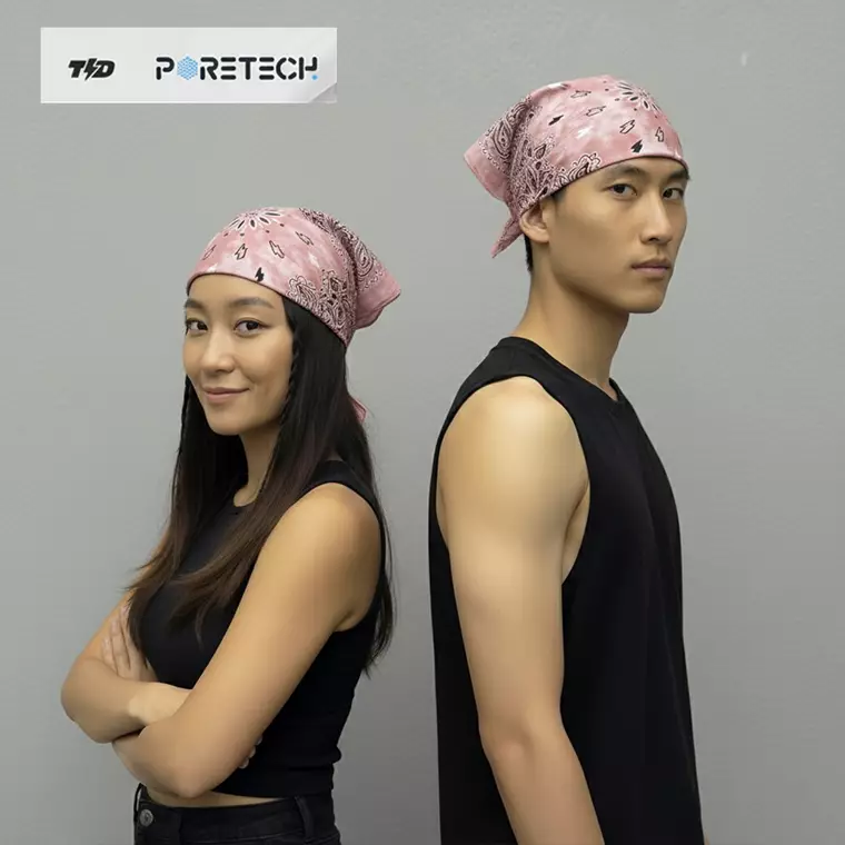 TD ACTIVE Bandana Kalcer Lari Baby Pink White Tie Dye PORETECH 52cm x 52cm ABA31