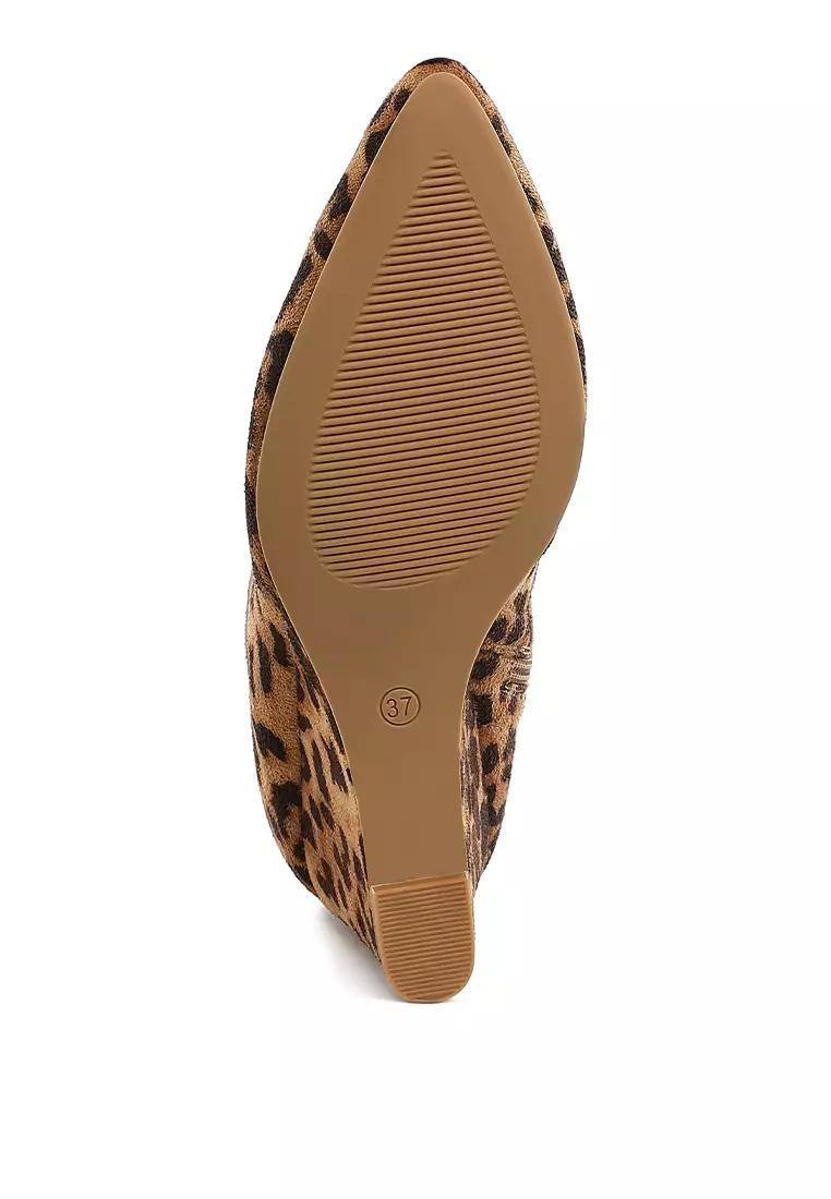 Microfiber Wedge Sock Boots in Leopard